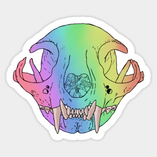 Cat Skull Rainbow Sticker